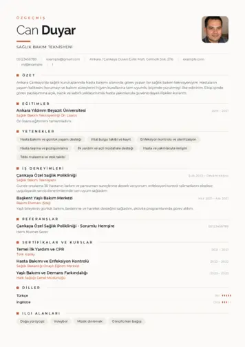 Hasta Bakıcı Cv Örnekleri cv indir